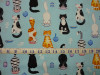 Cats Meow Cute Cats Light Blue Henry Glass Cotton Quilting Fabric 1/2 YARD