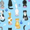 Cats Meow Cute Cats Light Blue Henry Glass Cotton Quilting Fabric 1/2 YARD