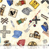 Locomotion Train Gear Light Beige 28672-E Cotton Quilting Fabric