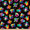 Crazy for Cats Rainbow Unicorn Cats C7198-BLK Cotton Quilting Fabric