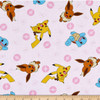Pokemon Tossed Blush Cotton Quilting Fabric