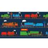 All Aboard with Thomas and Friends Train Line Navy Cotton Quilting Fabric Panel