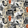 Nevermore Spooky Collage Skulls Spiders Coffins Cotton Quilting Fabric