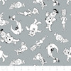 Flintstones Characters Tonal Grey Cotton Quilting Fabric 1/2 YARD