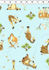 SusyBee Zoe the Giraffe Tossed Aqua Cotton Quilting Fabric