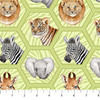 Baby Safari African Animals Hexie Animals Small Green 24674-73 Cotton Quilting Fabric