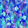 Bijoux Cat Royal Cats Packed Blue Metallic CM2241-BLUE Cotton Quilting Fabric