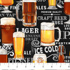 The Cave Beer Glasses on Chalk Board Black 24995-99 Cotton Quilting Fabric