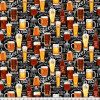 The Cave Beer Glasses on Chalk Board Black 24995-99 Cotton Quilting Fabric