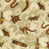 Aboriginal Australian Art Inspired Gooloo Cream Background Cotton Quilting Fabric 80cms