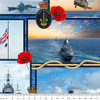 Navy II Australia 4167C Ships Subs Helicopters Collage Cotton Quilting Fabric