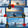 Navy II Australia 4167C Ships Subs Helicopters Collage Cotton Quilting Fabric