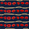 Navy II Australia Red Poppies and Rope Stripe 4167F Cotton Quilting Fabric