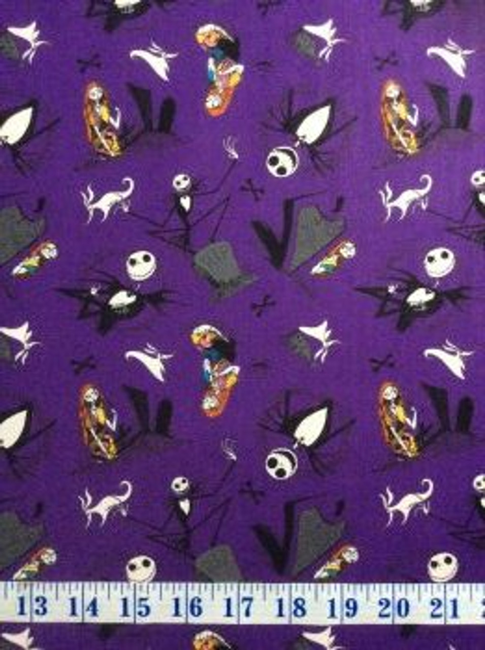 Nightmare Before Christmas Jack is Back Tombstones Cotton fabric by the yard