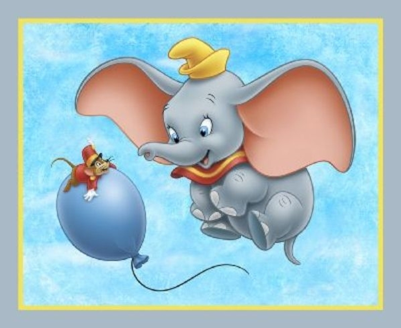 Disney Dumbo  and Balloon  Cotton Quilting Fabric Panel