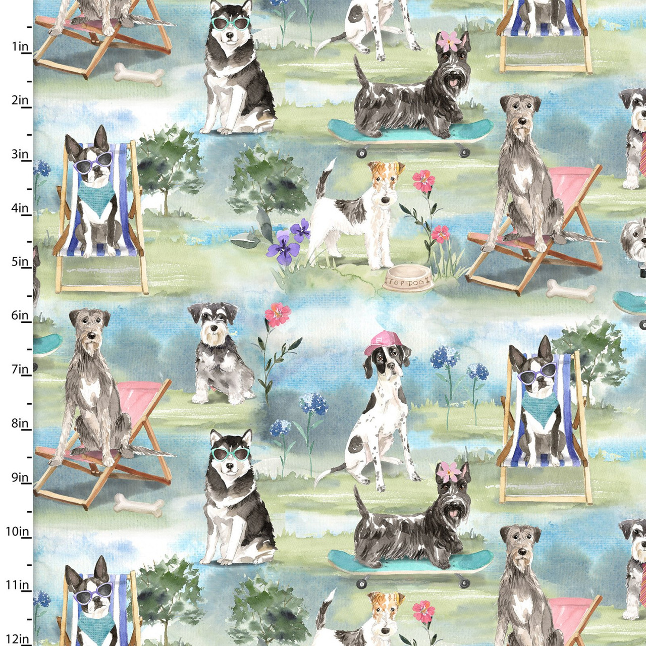 It's　A　18031-MLT　Dogs　Dog　Multi　Life　Park　Fabric　Cotton　Quilting