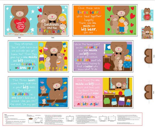 Huggable and Loveable Goldilocks & Three Bears 8181PS-01 Cotton Quilting Fabric Book Panel