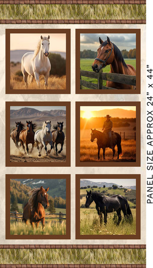 Running Free Horses 4124B Cotton Quilting Fabric 24 Inch Block Panel Running Free Horses 4124B Cotton Quilting Fabric 24 Inch Block Panel