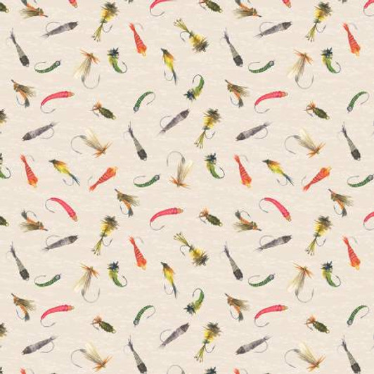 Gone Fishing Fish Lures Allover Cream 21764-135 Cotton Quilting Fabric Gone Fishing Fish Lures Allover Cream 21764-135 Cotton Quilting Fabric