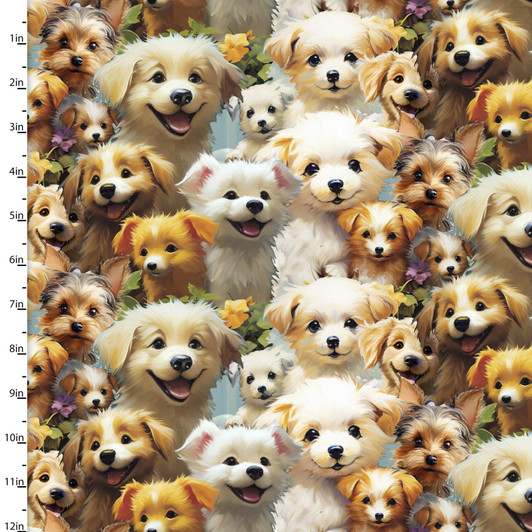 Fur-Ever Friends Dogs Playful Pups 22970-MLT Cotton Quilting Fabric Fur-Ever Friends Dogs Playful Pups 22970-MLT Cotton Quilting Fabric