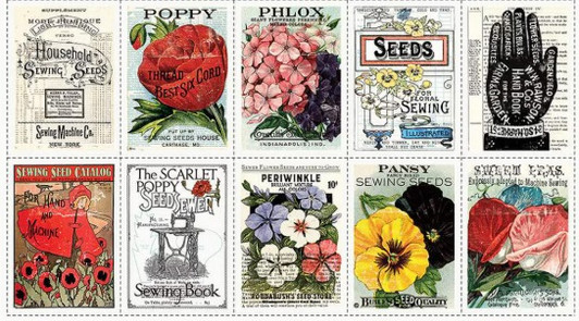 Sewing Seeds Catalog Patch PD15682R-PANEL Cotton Quilting Fabric 24 Inch Panel