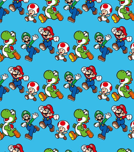 Nintendo Super Mario Friends Jump Blue 79804-A620710 Cotton Quilting Fabric