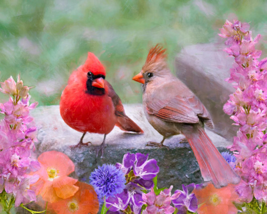 Cardinal Couple Birds AL-6913-4C-1 Cotton Quilting Fabric 36 Inch Panel Cardinal Couple Birds AL-6913-4C-1 Cotton Quilting Fabric 36 Inch Panel