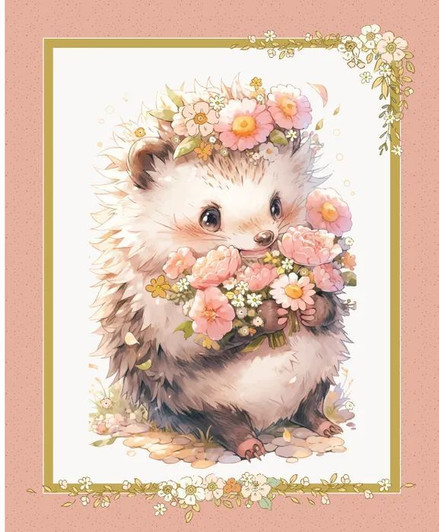 Devonstone Baby Animal Hedgehog DV6141 Cotton Quilting Fabric 36 Inch Panel Devonstone Baby Animal Hedgehog DV6141 Cotton Quilting Fabric 36 Inch Panel