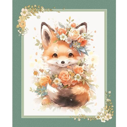 Devonstone Baby Animal Fox DV6142 Cotton Quilting Fabric 36 Inch Panel