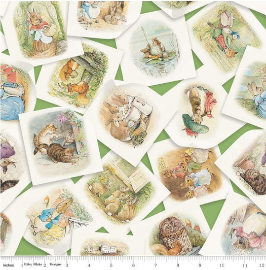 Peter Rabbit & Friends™ Main Green CD15860 GREEN Cotton Quilting Fabric