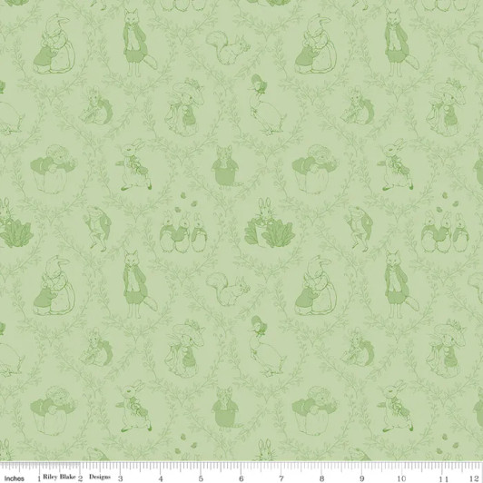 Peter Rabbit & Friends™ Toile Fern CD15863 FERN Cotton Quilting Fabric Peter Rabbit & Friends™ Toile Fern CD15863 FERN Cotton Quilting Fabric