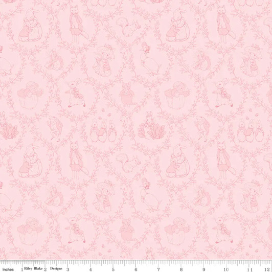 Peter Rabbit & Friends™ Toile Pink CD15863 PINK Cotton Quilting Fabric