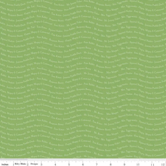 Peter Rabbit & Friends™ Text Green CD15866 GREEN Cotton Quilting Fabric Peter Rabbit & Friends™ Text Green CD15866 GREEN Cotton Quilting Fabric