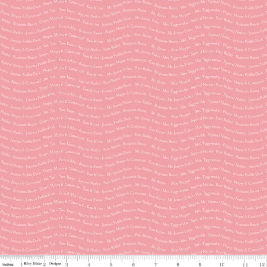 Peter Rabbit & Friends™ Text Sugar Pink CD15866 SUGAR PINK Cotton Quilting Fabric Peter Rabbit & Friends™ Text Sugar Pink CD15866 SUGAR PINK Cotton Quilting Fabric