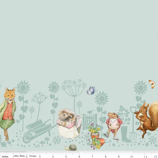 Peter Rabbit & Friends™ Double Border Blue CD15867 BLUE Cotton Quilting Fabric Peter Rabbit & Friends™ Double Border Blue CD15867 BLUE Cotton Quilting Fabric