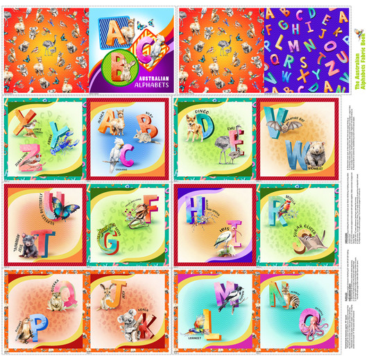 A is for Aussie Australian Alphabet 4067A Cotton Quilting Fabric Book Panel A is for Aussie Australian Alphabet 4067A Cotton Quilting Fabric Book Panel