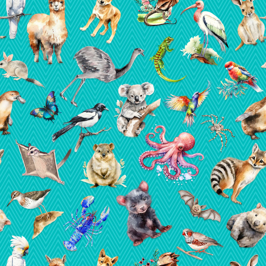 A is for Aussie Alphabet Animals Chevron Blue 4067E Cotton Quilting Fabric A is for Aussie Alphabet Animals Chevron Blue 4067E Cotton Quilting Fabric