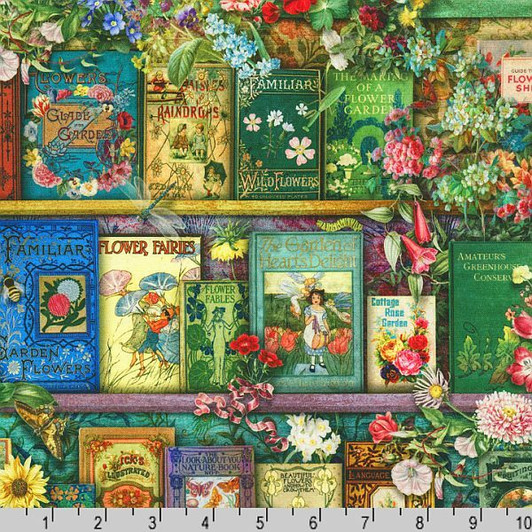 Tales from the Garden Book Shelf 22999-238 Cotton Quilting Fabric Tales from the Garden Book Shelf 22999-238 Cotton Quilting Fabric