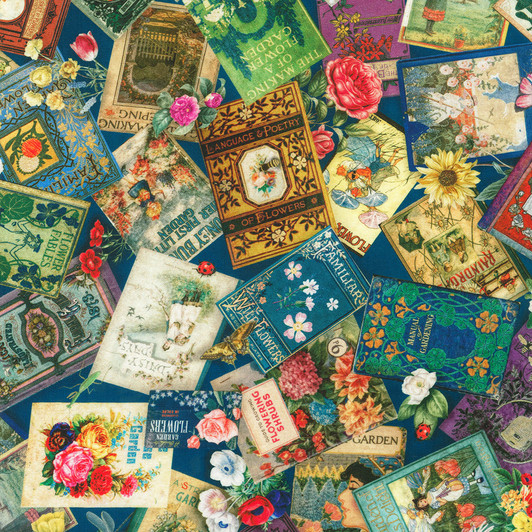 Tales from the Garden Books Tossed 23000-238 Cotton Quilting Fabric