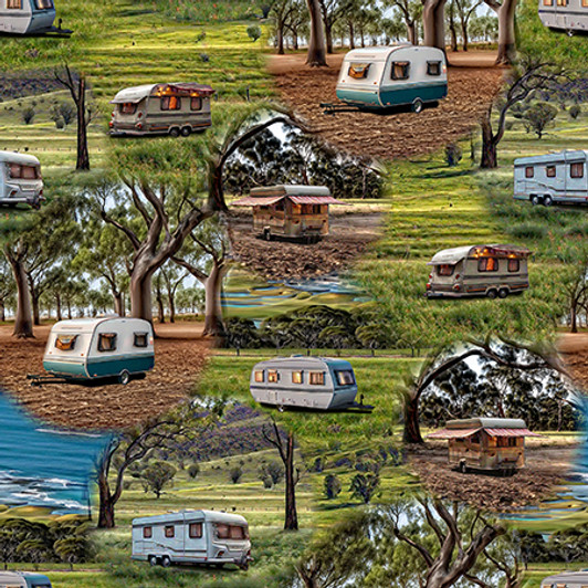 Wanderlust Wheels All Caravans 4063B Cotton Quilting Fabric Wanderlust Wheels All Caravans 4063B Cotton Quilting Fabric