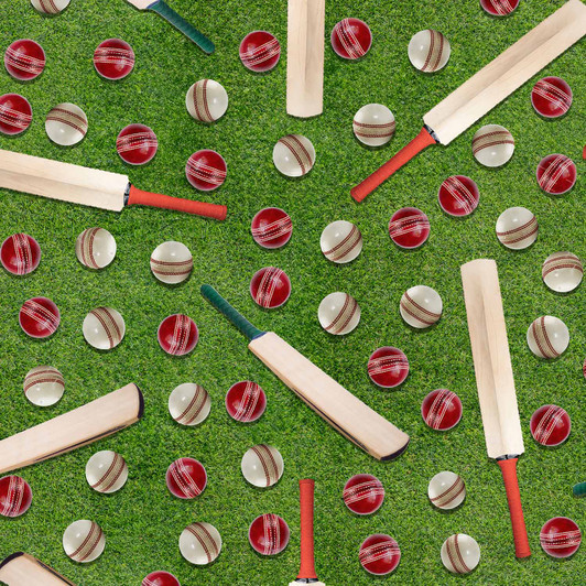 Cricket Season Cricket Balls & Bats Grass Background 4094E Cotton Quilting Fabric Cricket Season Cricket Balls & Bats Grass Background 4094E Cotton Quilting Fabric