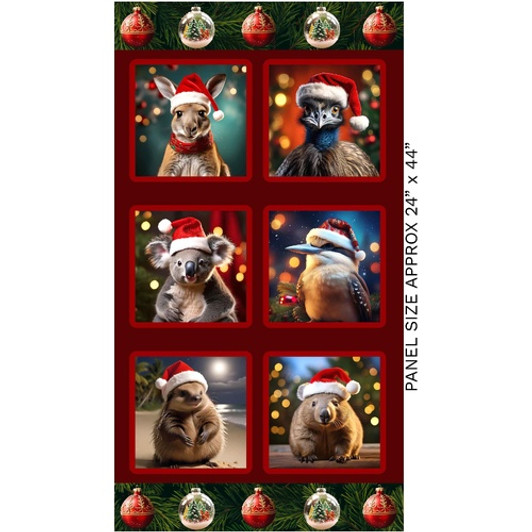 Santa In Oz Aussie Christmas Santas Helpers 4107B Cotton Quilting Fabric 24 Inch Panel Santa In Oz Aussie Christmas Santas Helpers 4107B Cotton Quilting Fabric 24 Inch Panel