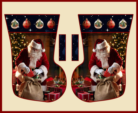 Santa In Oz Aussie Christmas Packing Gifts 4107E Stockings Cotton Quilting Fabric 36 Inch Panel