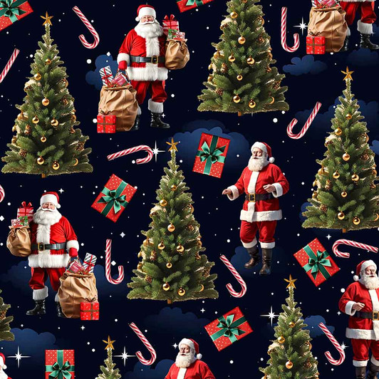 Santa In Oz Aussie Christmas Night Sky 4107F Cotton Quilting Fabric Santa In Oz Aussie Christmas Night Sky 4107F Cotton Quilting Fabric