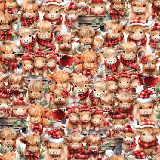 Santa Paws Calves Cows DV6945 Cotton Quilting Fabric