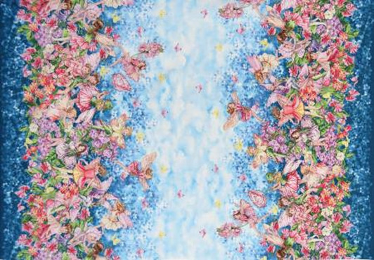 Fairies Fairy Whispers Border Cicely Mary Barker Silver Metallic Highlights Cotton Quilting Fabric Fairies Fairy Whispers Border Cicely Mary Barker Silver Metallic Highlights Cotton Quilting Fabric