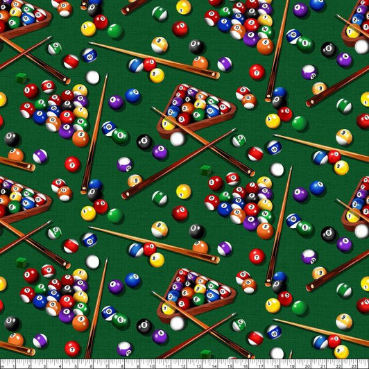 The Cave Billiards Green 24998-74 Cotton Quilting Fabric