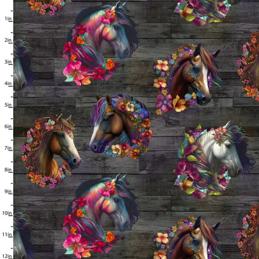 Drinkers of the Wind Horses Colorful Cameos 22358-MLT Cotton Quilting Fabric