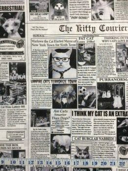 Cat News Newsprint Cotton Quilting Fabric