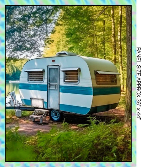 Retro Caravan Bushland 4169A Cotton Quilting Fabric 36 Inch Panel